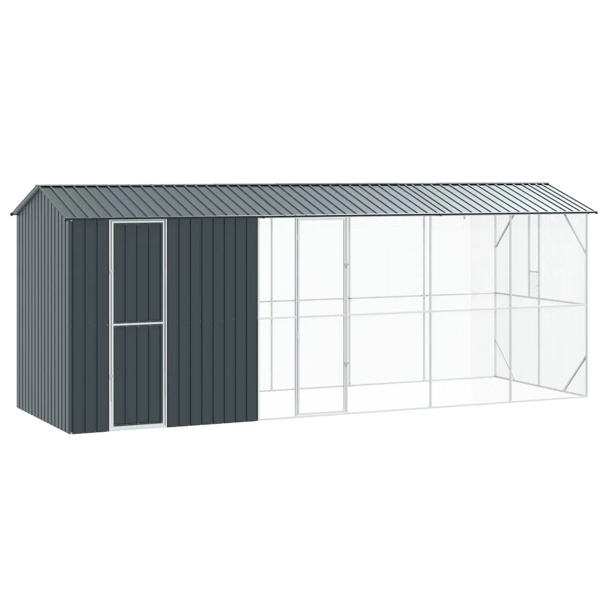 vidaXL Fuglebur Antrasitt 645 x 208 x 247 cm Galvanisert Stål