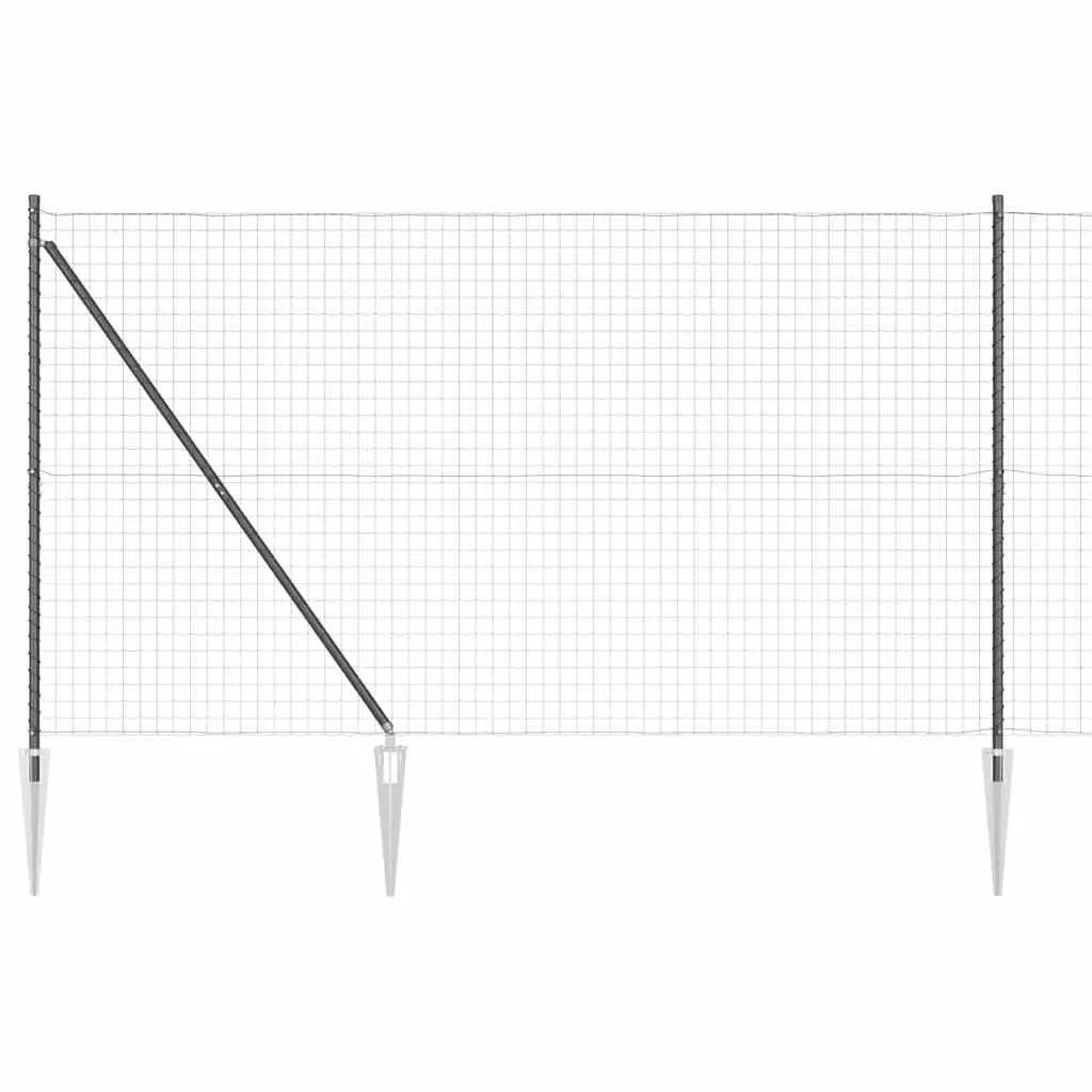 vidaXL Euro-gjerde med pigger 10 x 1,5 m PVC-belagt stål Grå Mesh