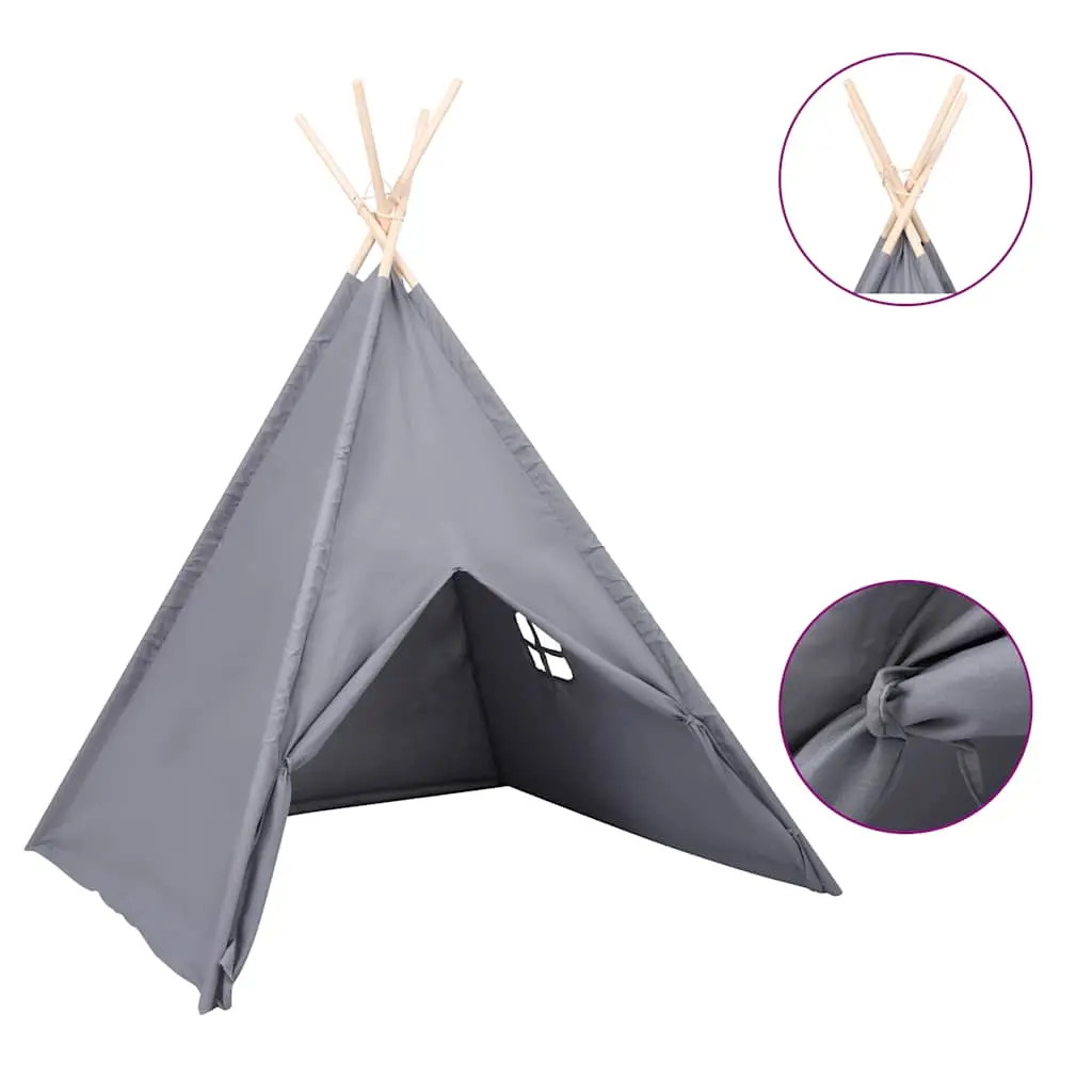 vidaXL Tipi-telt for barn med pose ferskenhud grå 120x120x150 cm