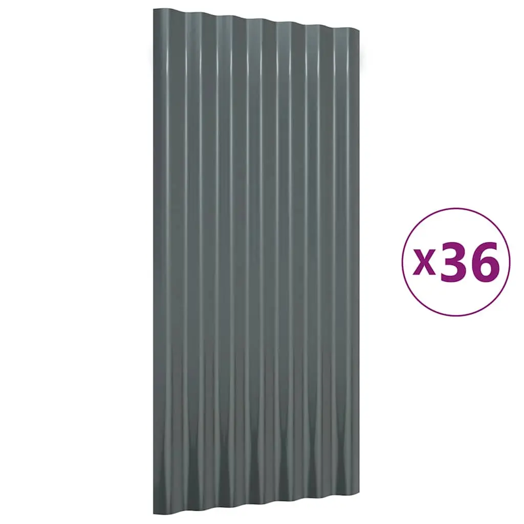 vidaXL Takpaneler 36 stk galvanisert stål antrasitt 80x36 cm