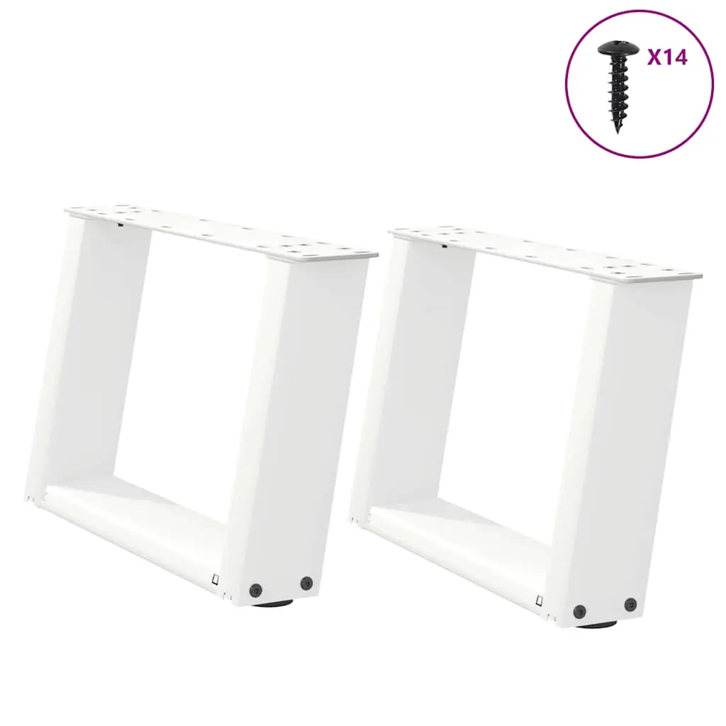 vidaXL Salongbordben U-formet 2 stk hvit 50x(30-31) cm stål