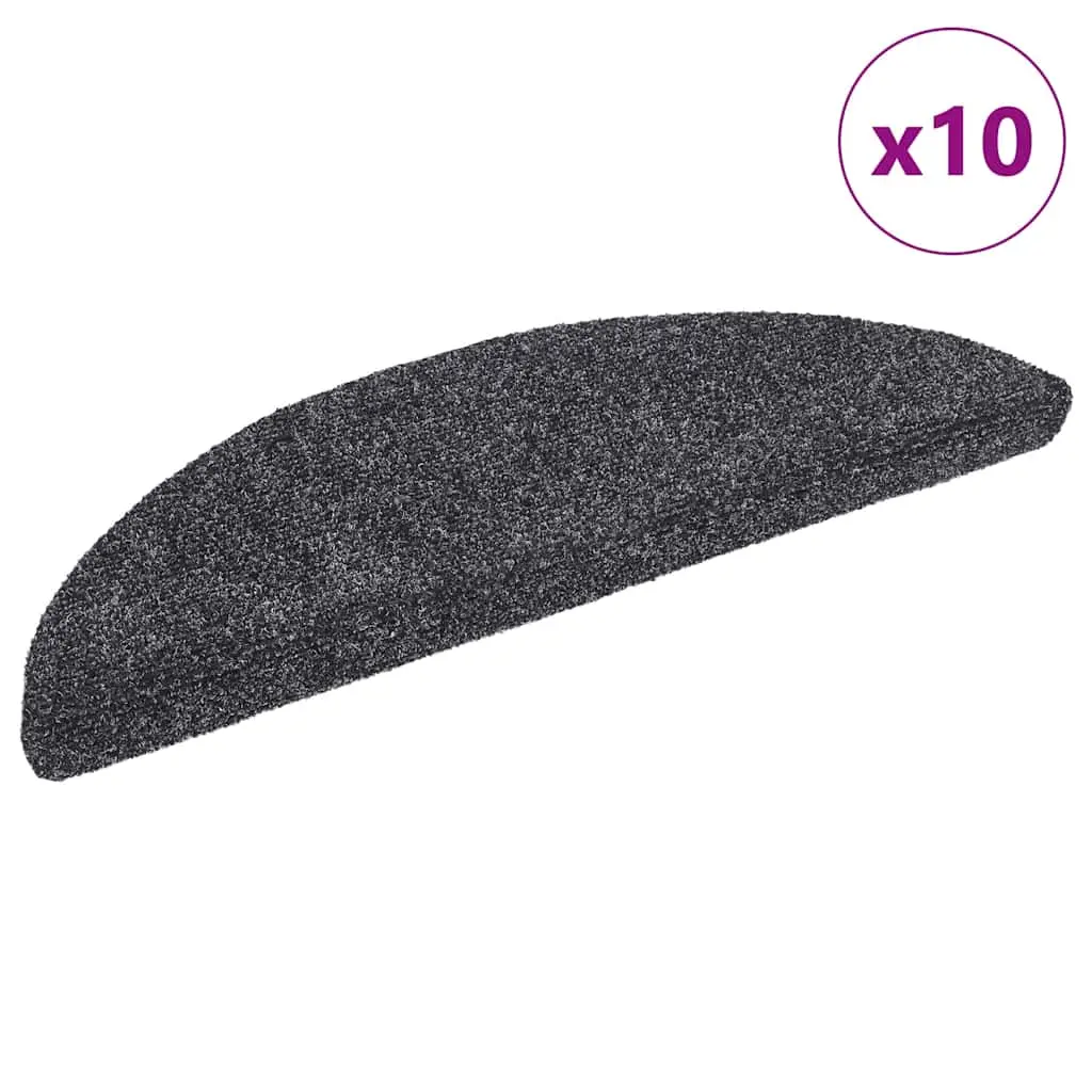 vidaXL Trappematter selvklebende 10 stk 56x17x3 cm mørkegrå halvrund