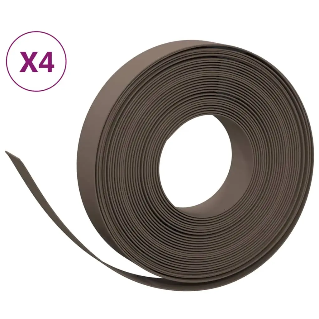 vidaXL Hagekanter 4 stk brun 10 m 10 cm polyetylen