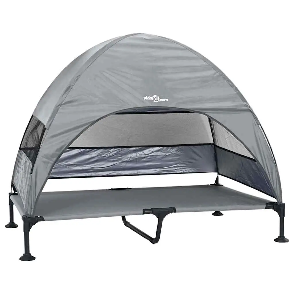 vidaXL Hevet Hundeseng 127 x 81 x 108 cm Stoff og stål Lysegrå