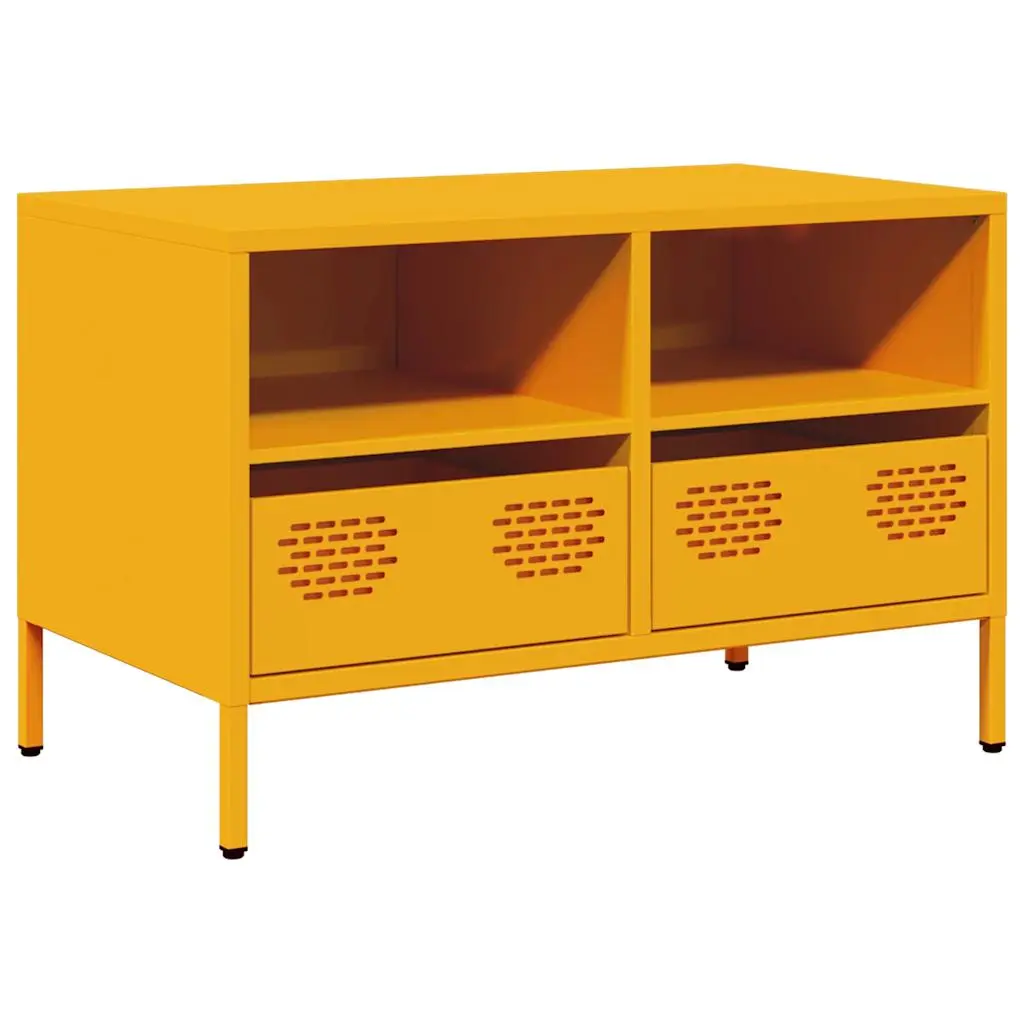 vidaXL TV-benk sennepsgul 68x39x43,5 cm kaldvalset stål