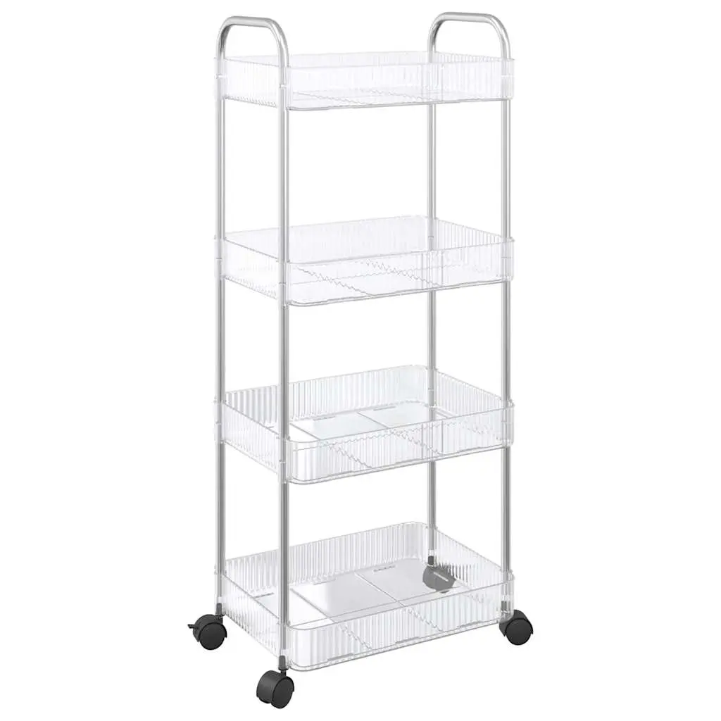 vidaXL Oppbevaringsvogn 4-lags gjennomsiktig 37x28x95 cm akryl