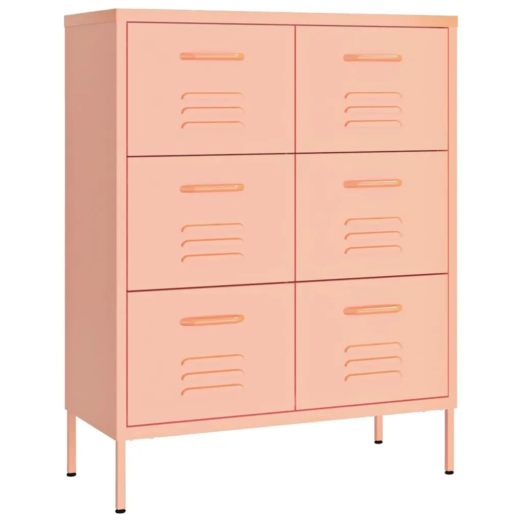 vidaXL Kommode rosa 80x35x101,5 cm stål