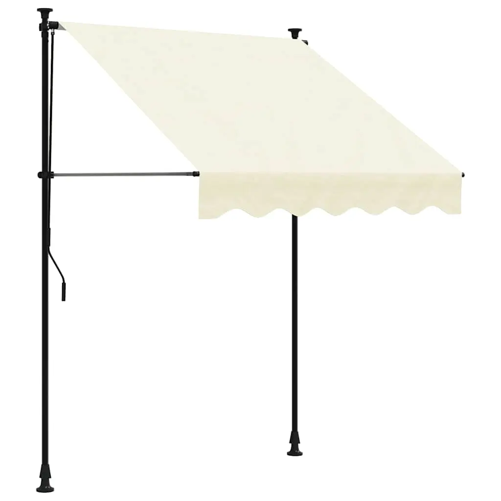 vidaXL Uttrekkbar markise kremhvit 150x150 cm stoff og stål