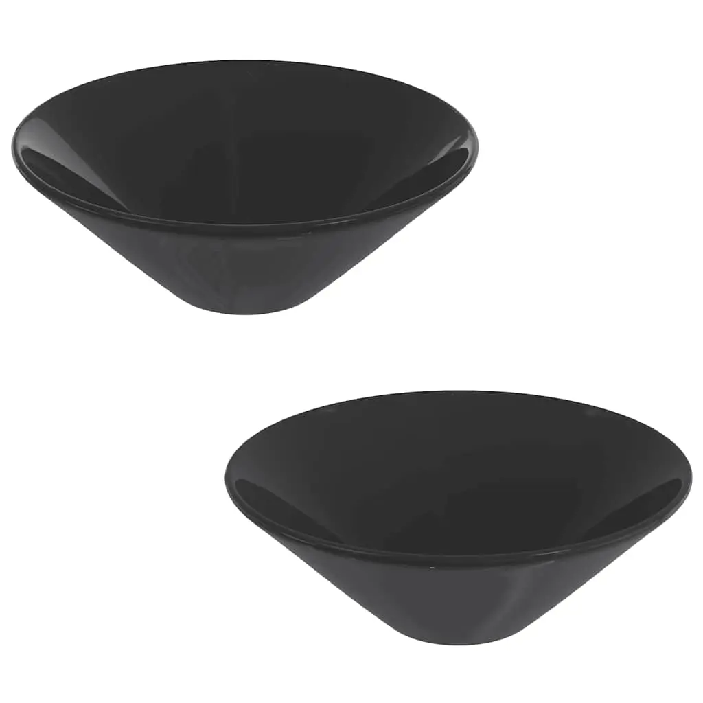 vidaXL Servanter 2 stk glans svart Ø42x14 cm keramikk