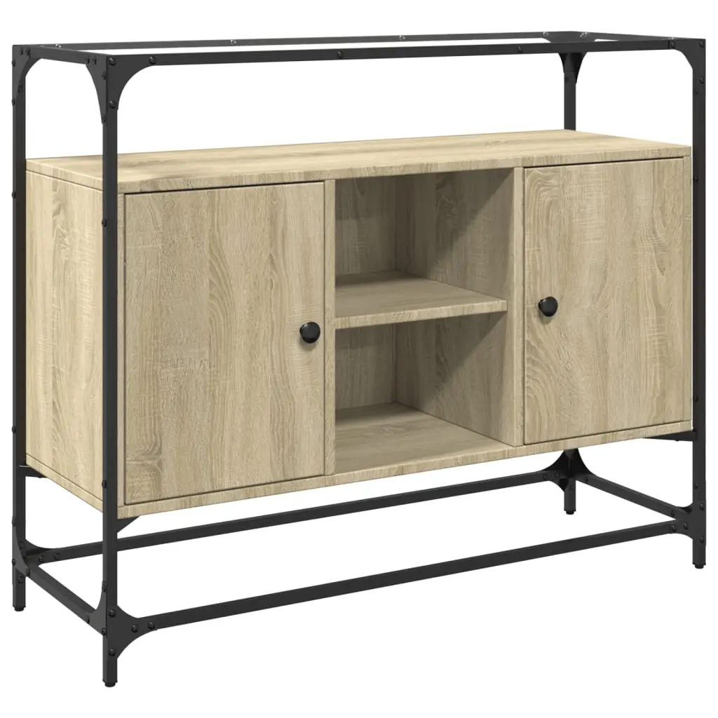vidaXL Skjenk med glasstopp sonoma eik 98x35x81 cm konstruert tre