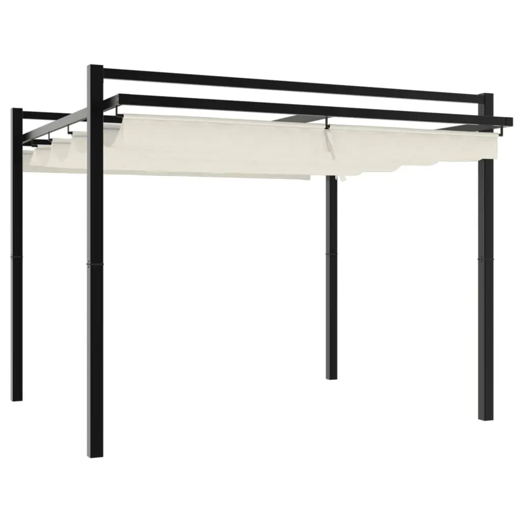 vidaXL Hagepaviljong med uttrekkbar tak kremhvit 3x3 m aluminium