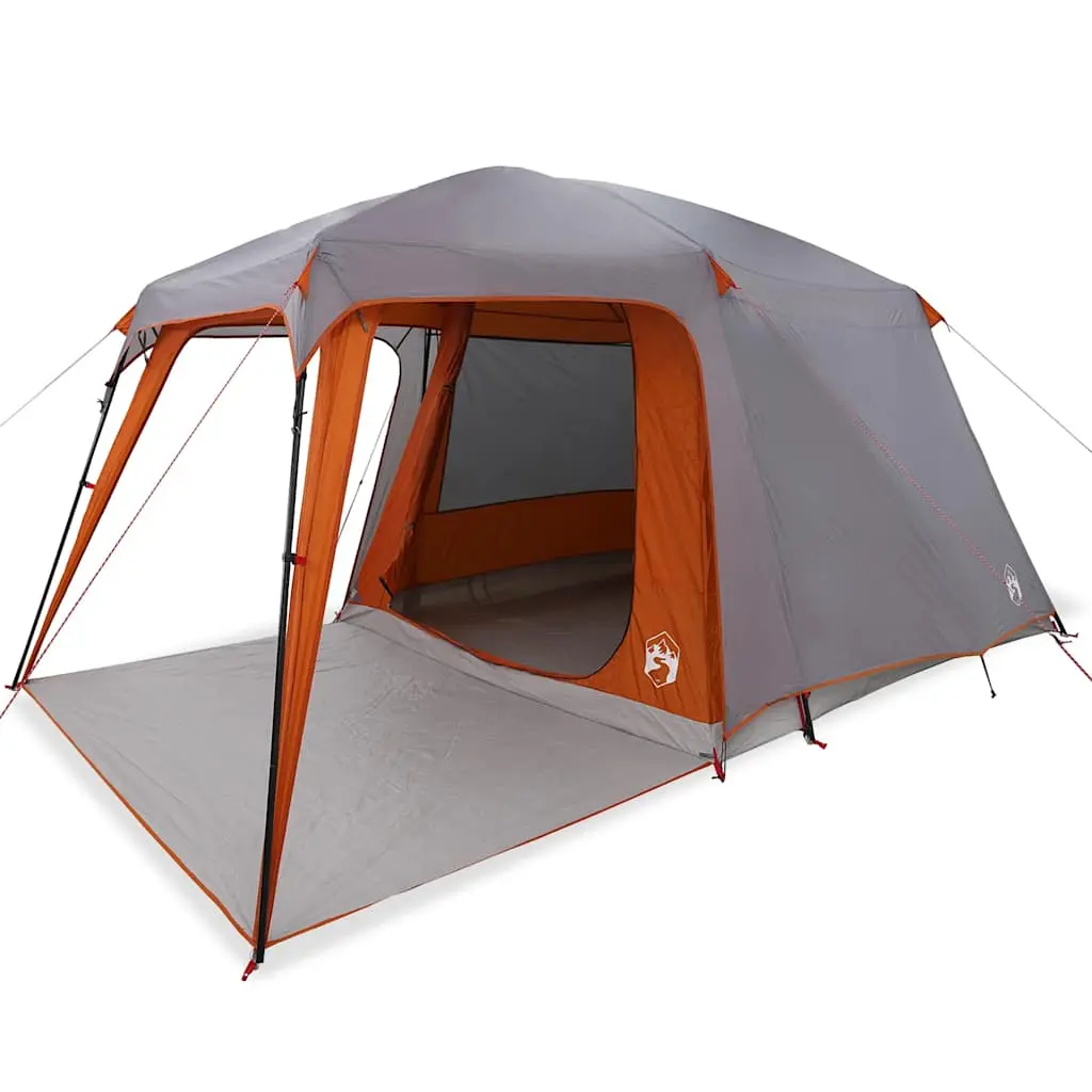 Vidaxl Campingtelt med verandakuppel 5 personer grå oransje vanntett