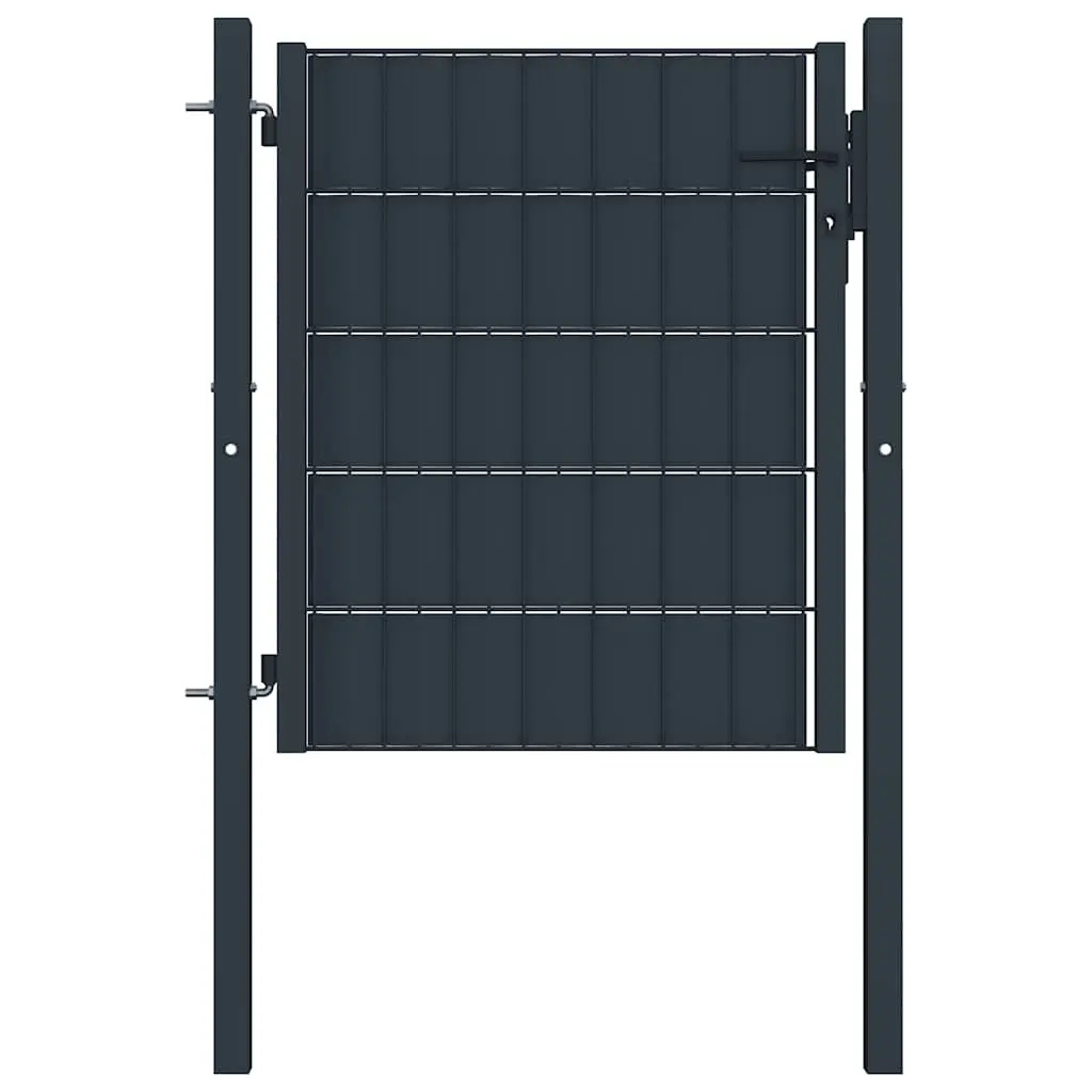 vidaXL Gjerdeport PVC og stål 100x100 cm antrasitt