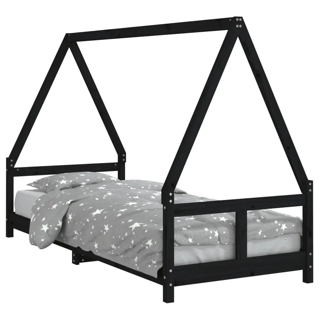 vidaXL Barnesengeramme svart 80x200 cm heltre furu