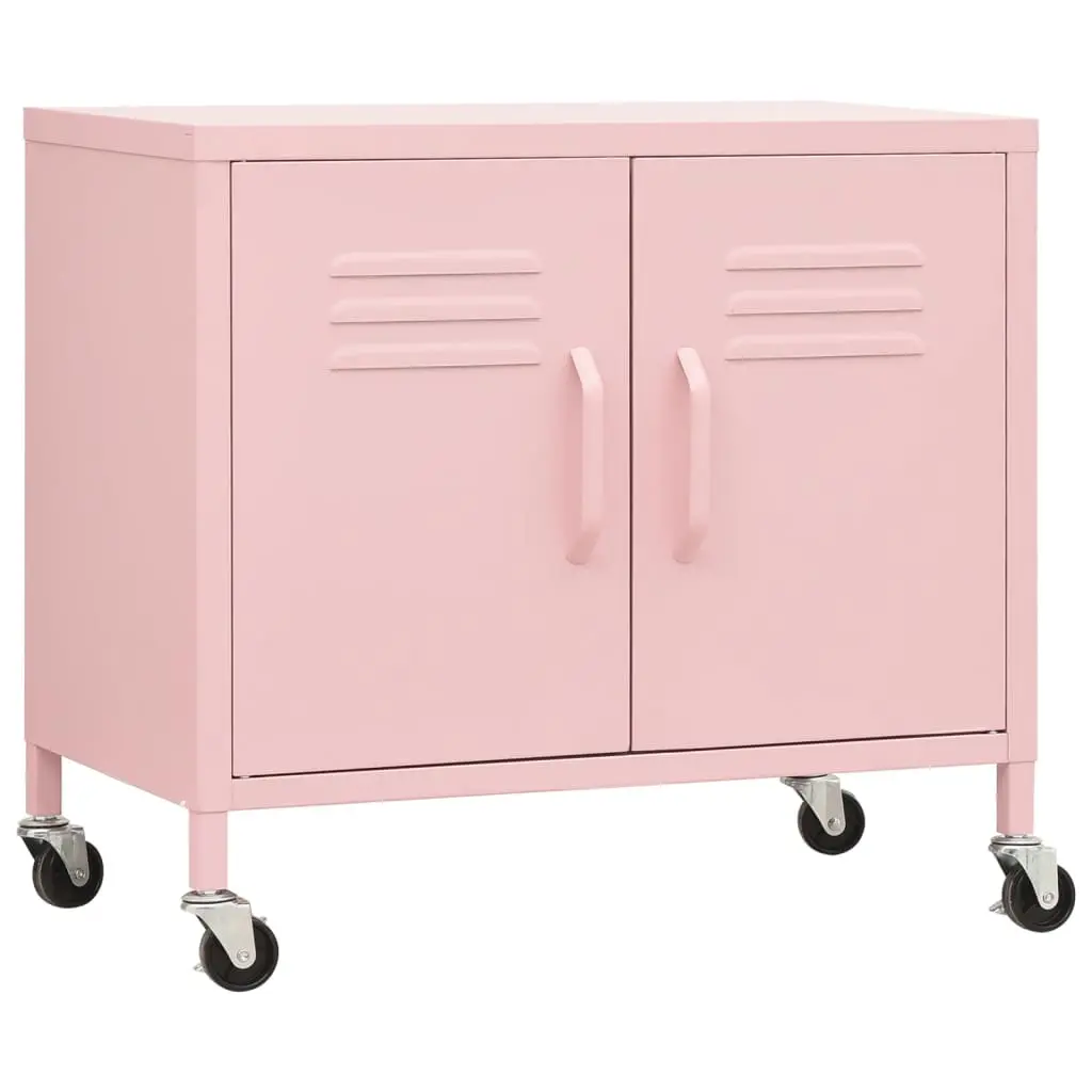 vidaXL Oppbevaringsskap rosa 60x35x56 cm stål