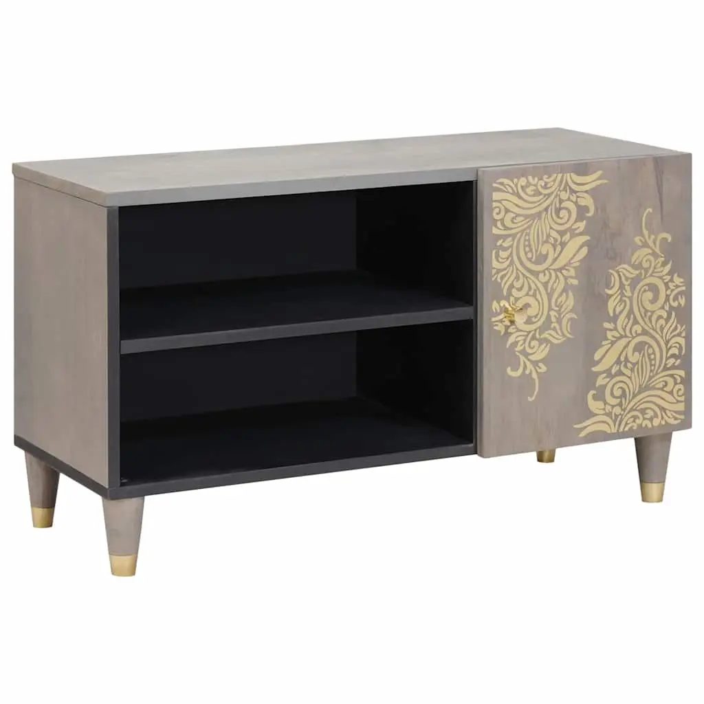 vidaXL TV-skap Grå 80 x 33 x 46 cm Massiv mango tre