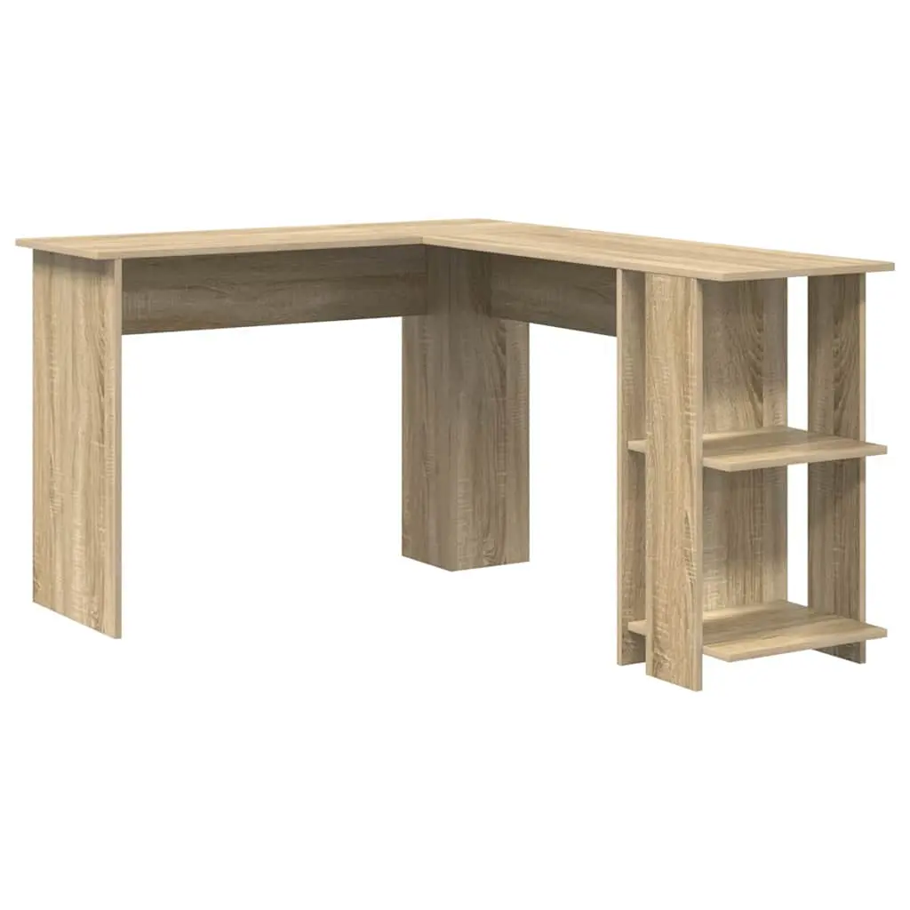 vidaXL Hjørneskrivebord Sonoma eik Konstruert tre 140 x 113,5 x 75 cm
