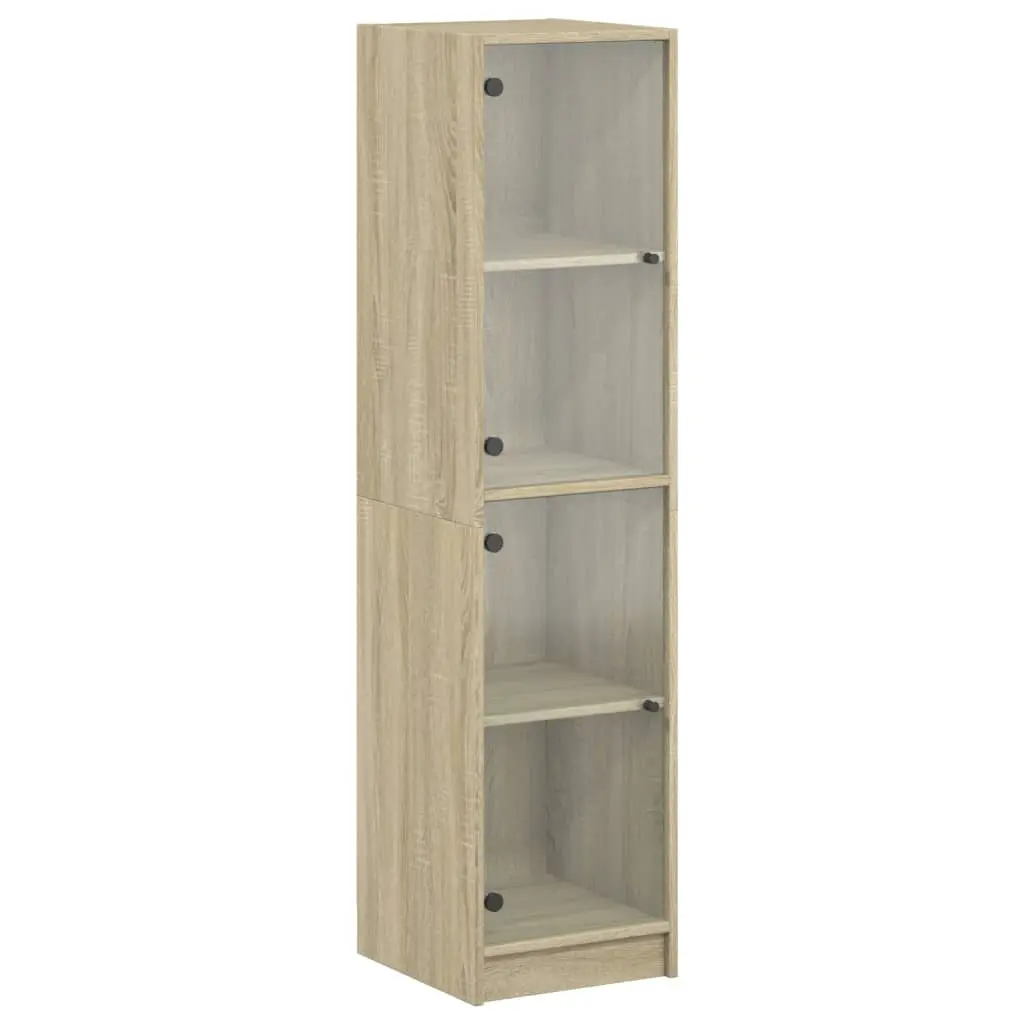 vidaXL Highboard med glassdører sonoma eik 35x37x142 cm