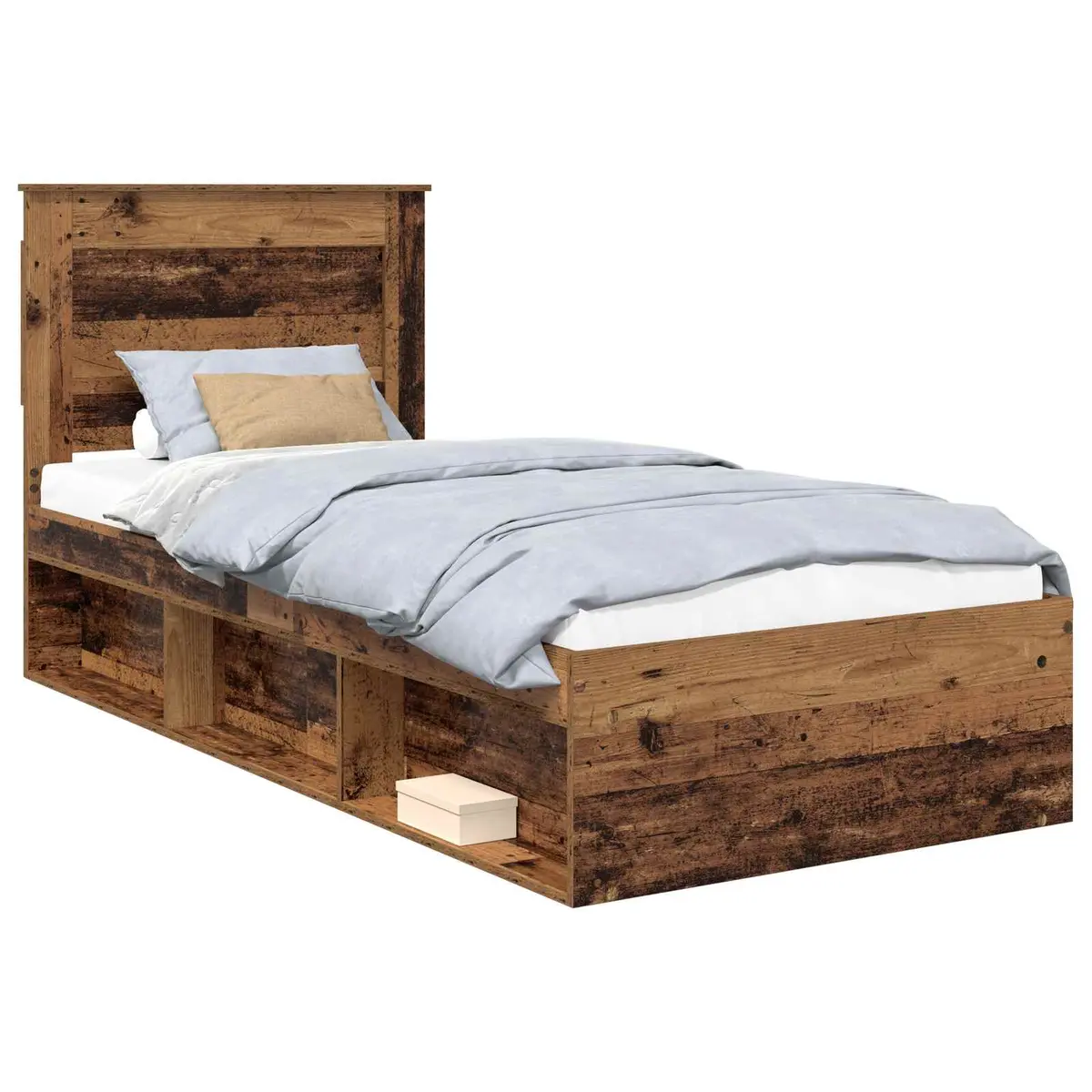 vidaXL Sengestamme med skuff Gammelt tre 75 x 190 cm Massiv furu