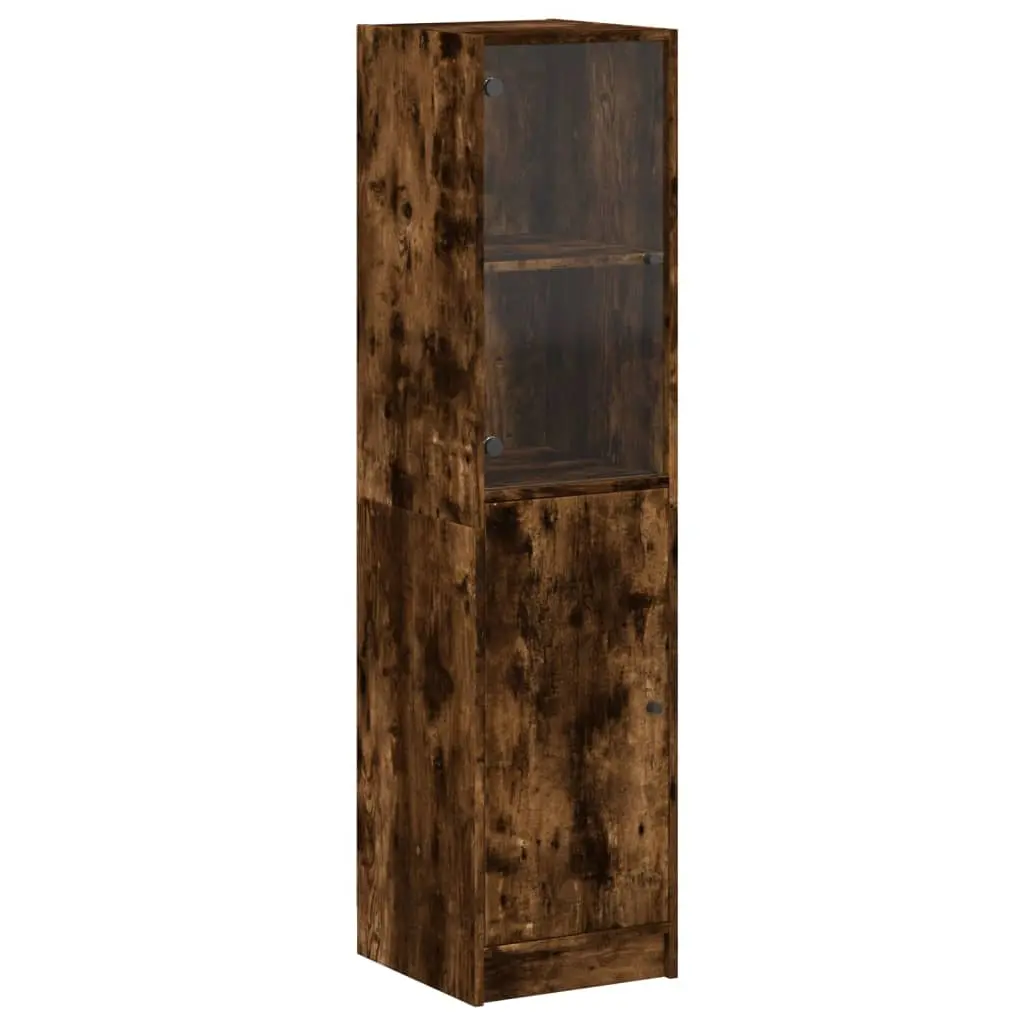 vidaXL Highboard med glassdør røkt eik 35x37x142 cm