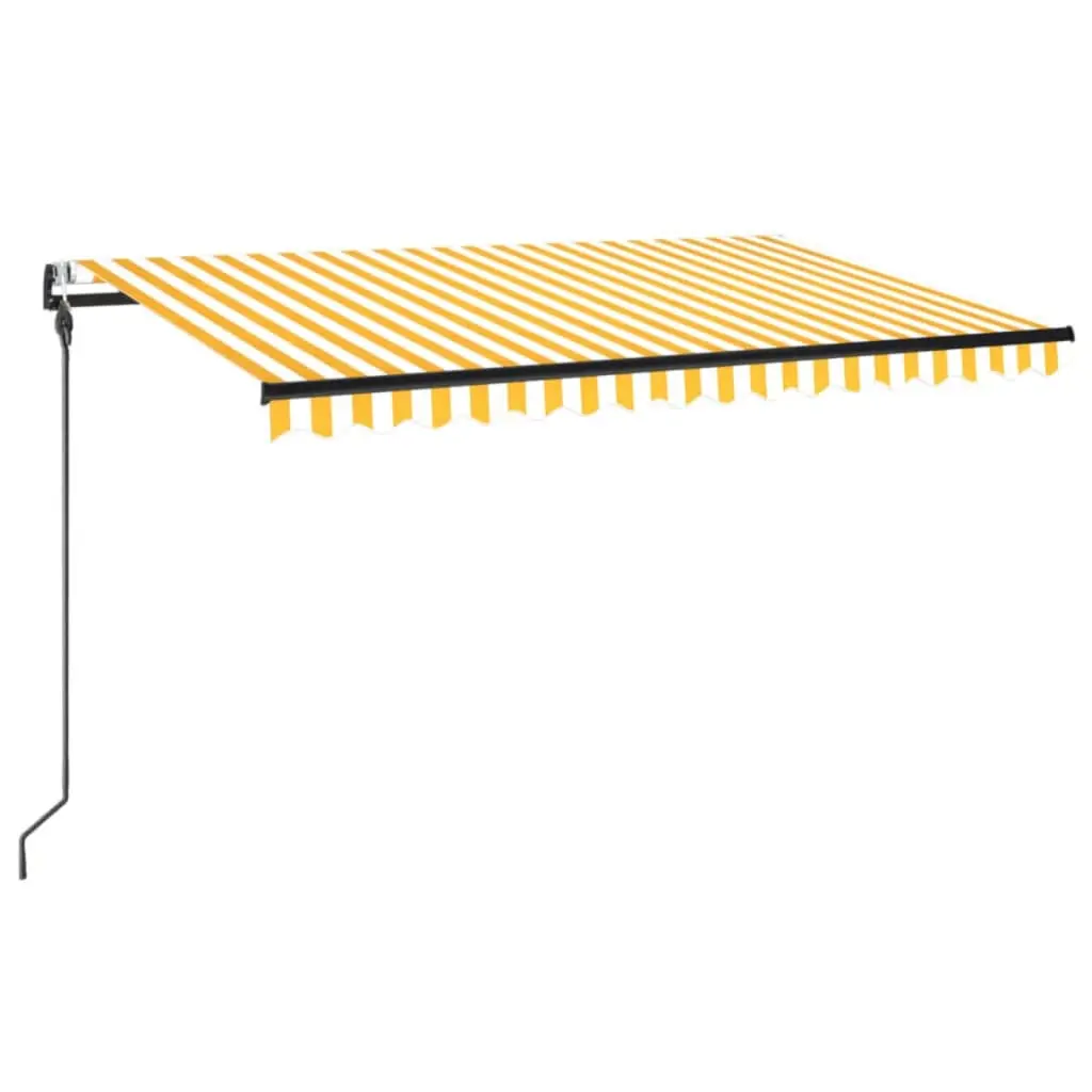 vidaXL Automatisk markise med vindsensor og LED 450x300 cm gul/hvit