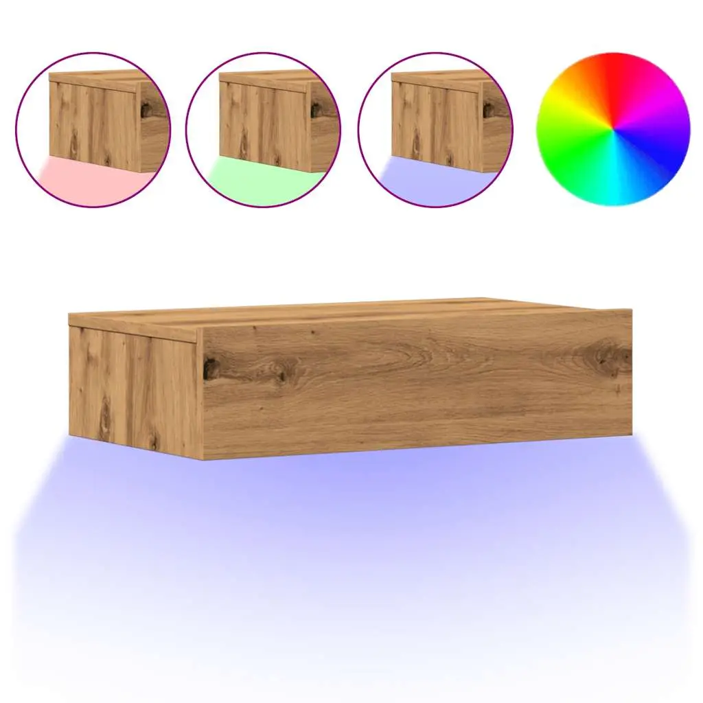 vidaXL TV-benker med LED-lys 2 stk artisan eik 60x35x15,5 cm