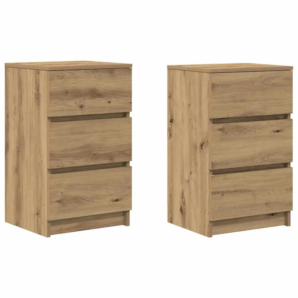 vidaXL Nattskap med 3 skuffer 2 stk artisan eik 39x35x65 cm