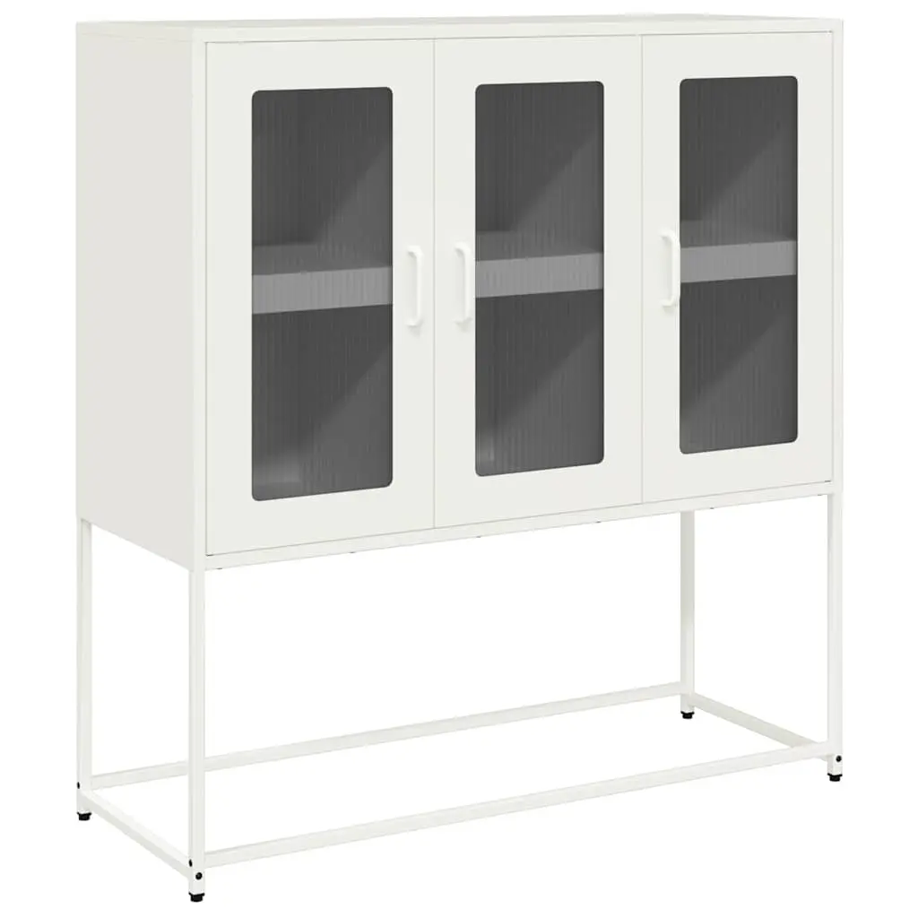 vidaXL Skjenk hvit 100,5x39x107 cm kaldvalset stål