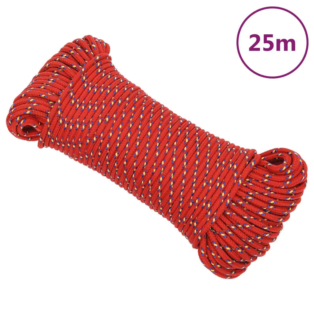 vidaXL Båttau rød 3 mm 25 m polypropylen