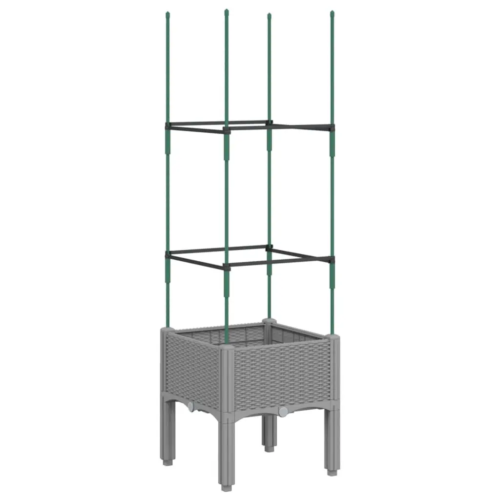 vidaXL Plantekasse med espalier lysegrå 40x40x142,5 cm PP