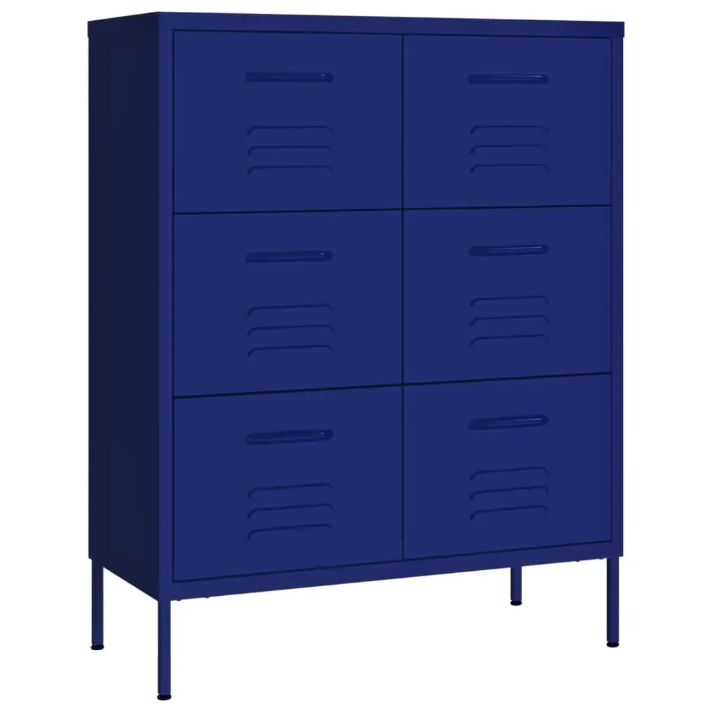 vidaXL Kommode marineblå 80x35x101,5 cm stål