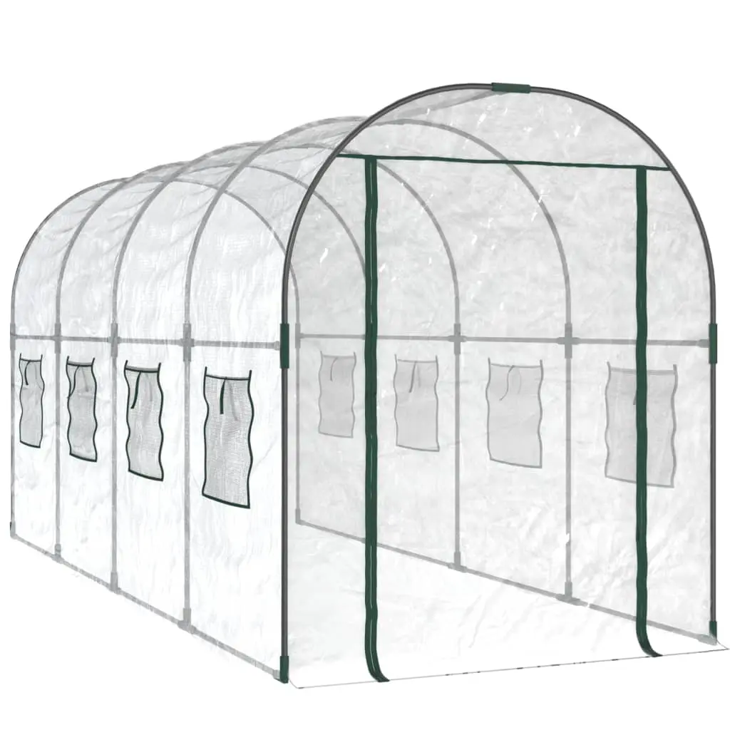 vidaXL Drivhus gjennomsiktig 160x400x190 cm PVC og pulverlakkert stål