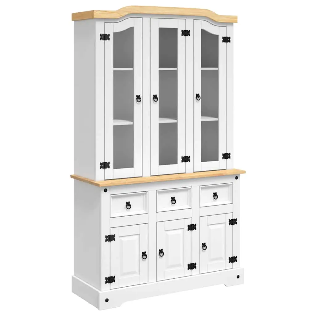 vidaXL Highboard Corona hvit 112x43x191,5 cm heltre meksikansk furu