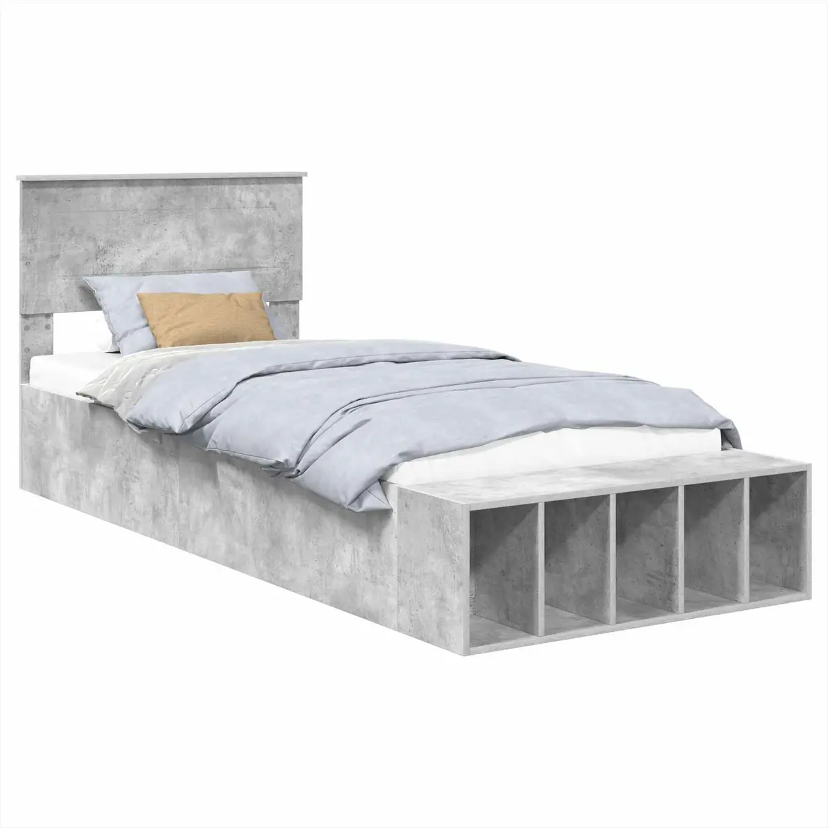 vidaXL Sengestamme med hylle Betonggrå 90 x 200 cm Konstruert tre