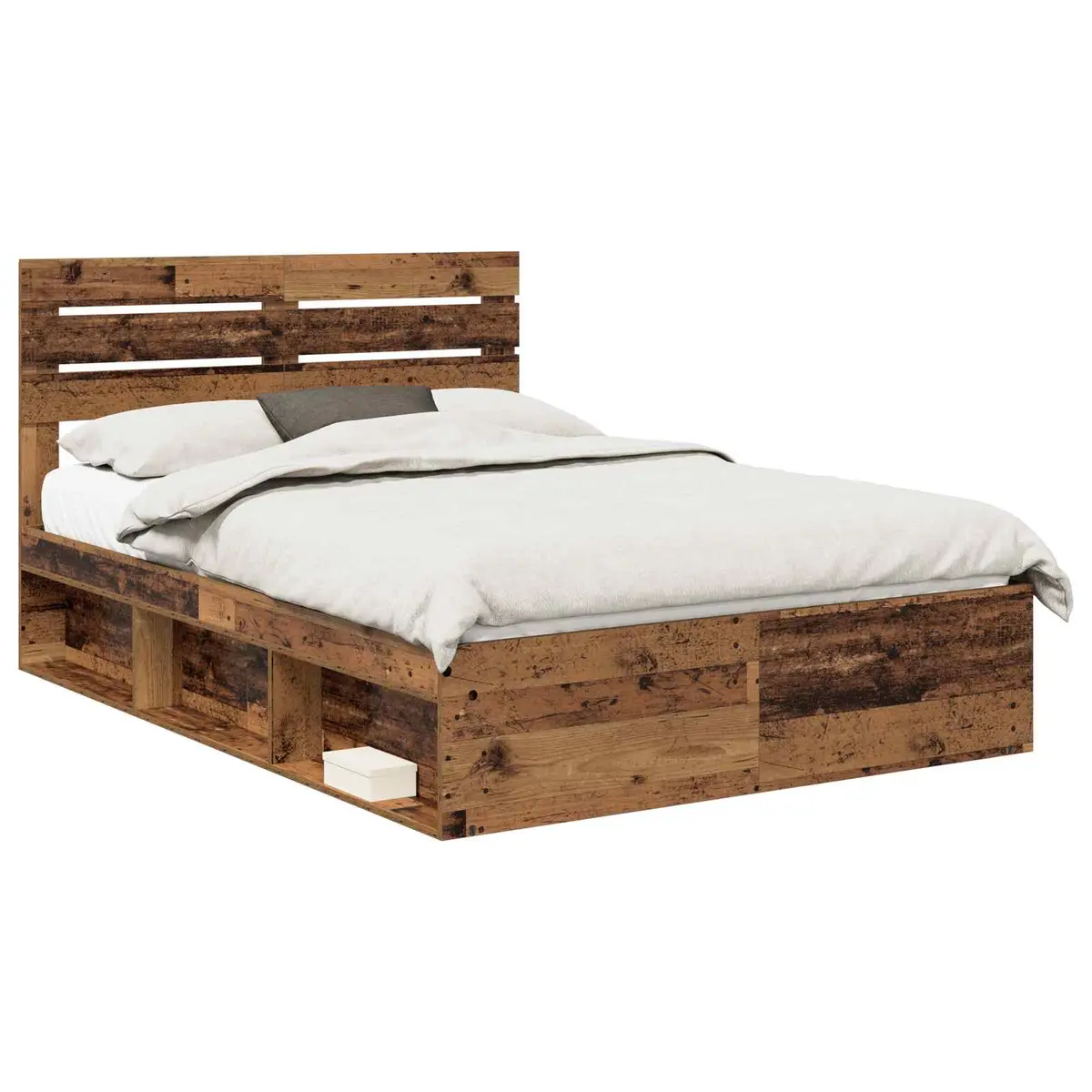 vidaXL Sengestamme med hodegjerde Gammelt tre 150 x 200 cm Massiv furu
