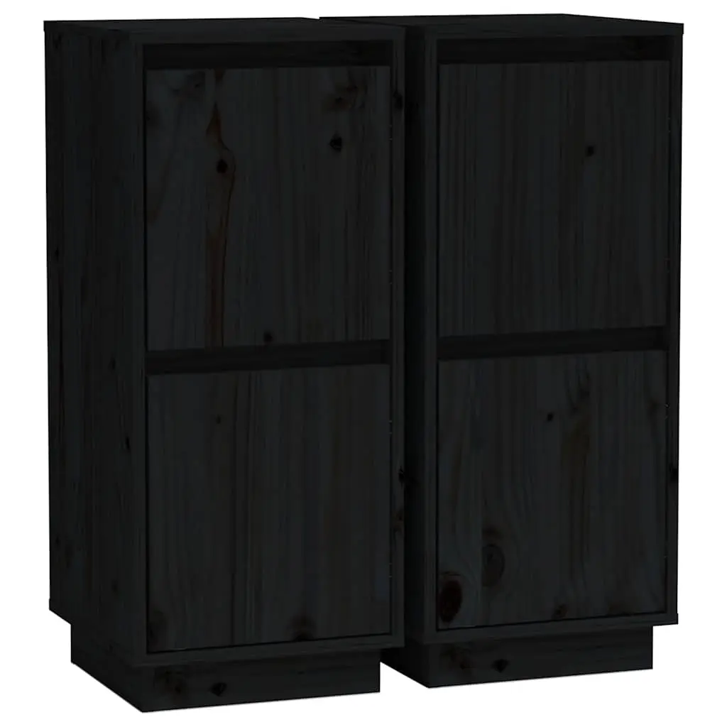 vidaXL Skjenker svart 2 stk 31,5x34x75 cm heltre furu