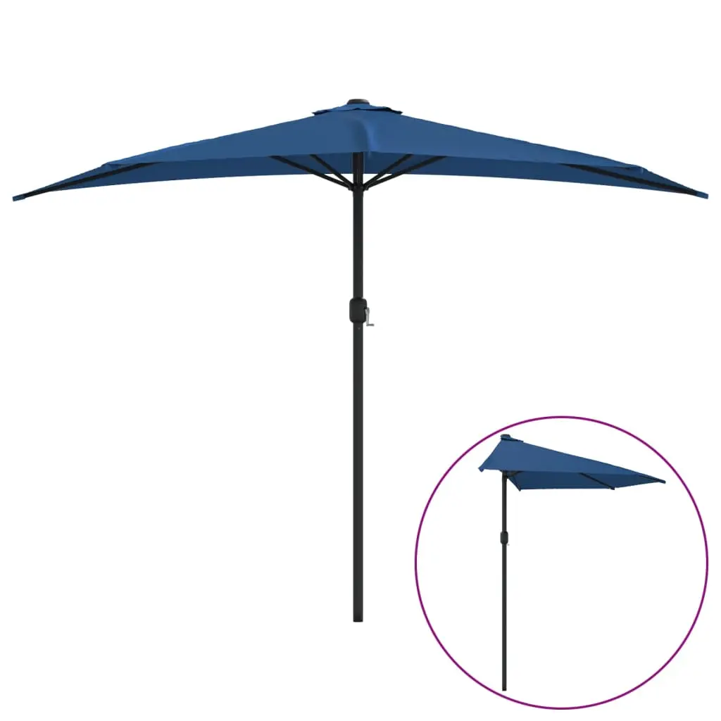 vidaXL Balkongparasoll med aluminiumsstang blå 300x155x223 cm halv
