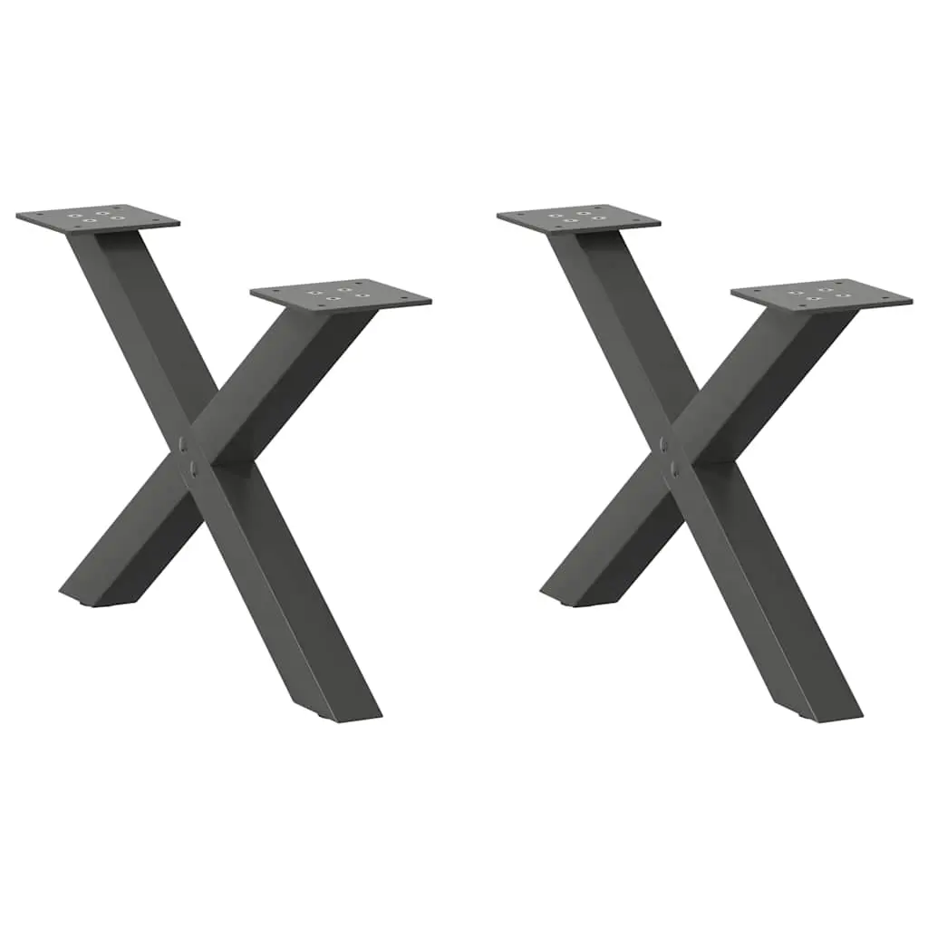 vidaXL Salongbordben X-formet 2 stk antrasitt 50x(30-31) cm stål