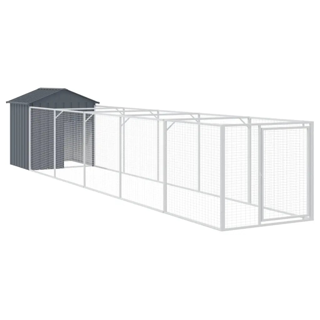 vidaXL Hundehus med tak antrasitt 117x609x123 cm galvanisert stål