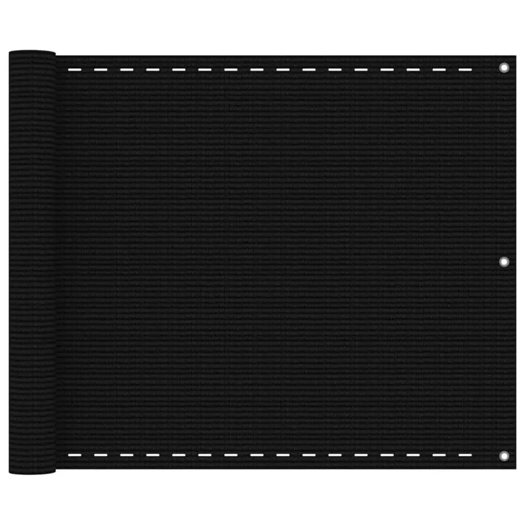 vidaXL Balkongskjerm svart 75x300 cm HDPE