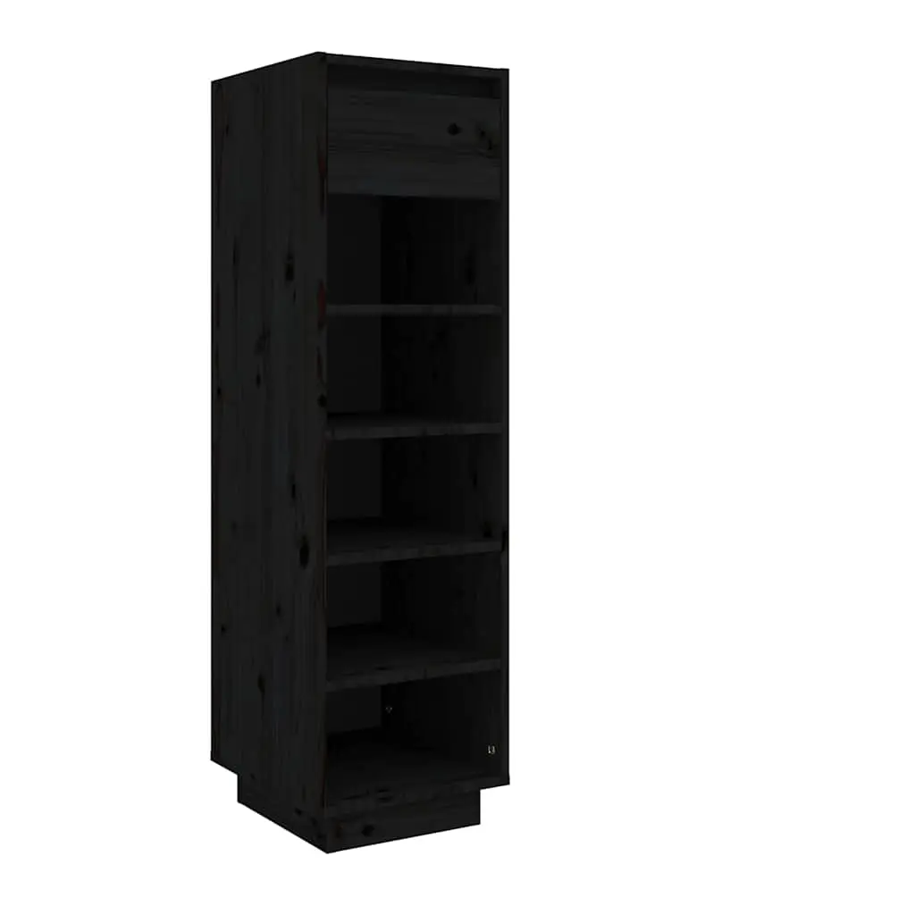 vidaXL Skoskap svart 34x30x105 cm heltre furu