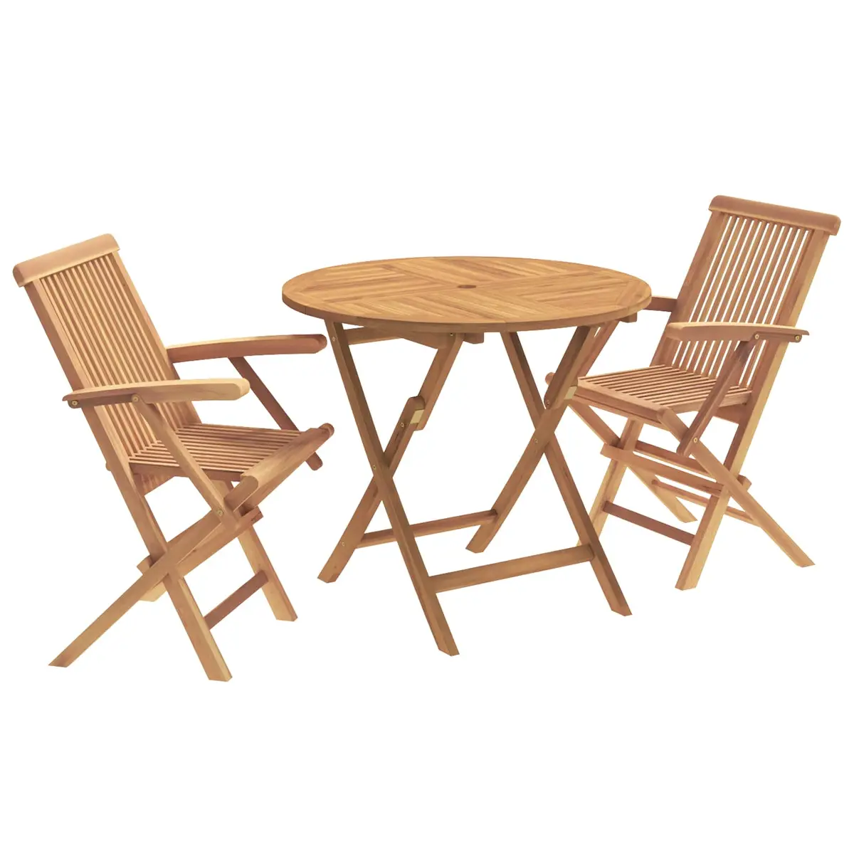 vidaXL 3-delt sammenleggbart hagebistrosett Naturlig Massivt Teaktre