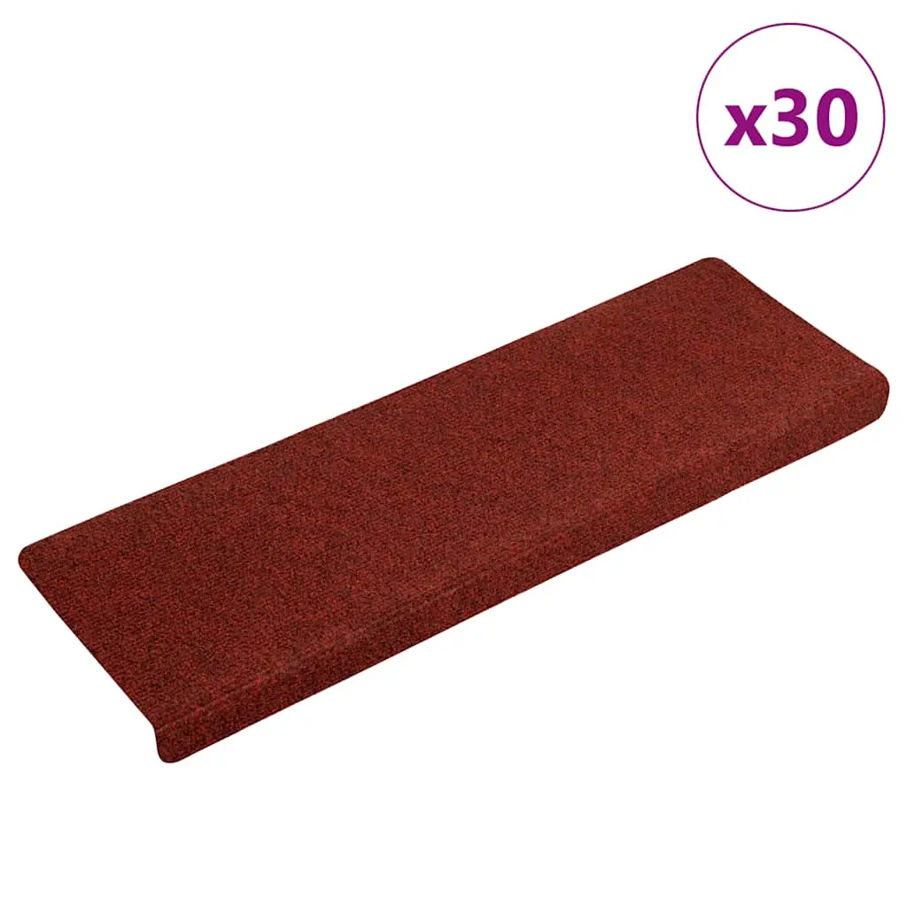 vidaXL Trappematter selvklebende 30 stk 65x21x4 cm bordeauxrød rektangulær kant