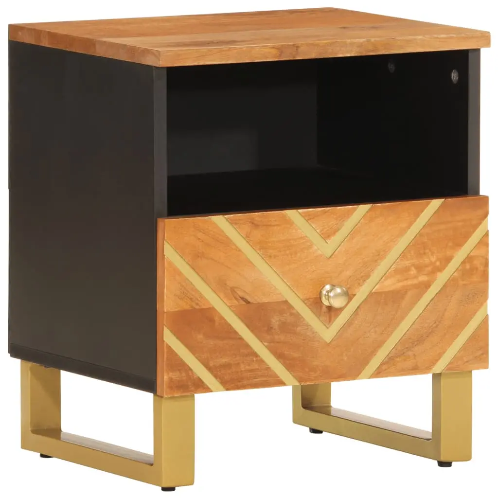 vidaXL Nattbord brun og svart heltre mango