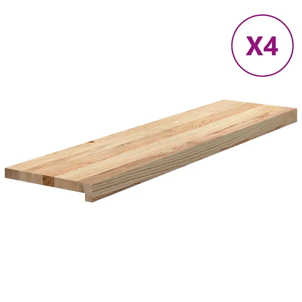 vidaXL Trappetrinn 4 stk ubehandlet 100x30x2 cm heltre eik
