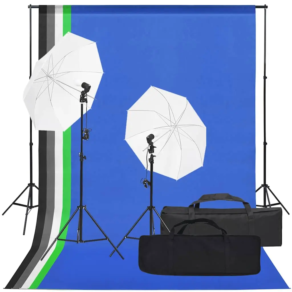 vidaXL Fotostudiosett med lyssett og bakgrunn