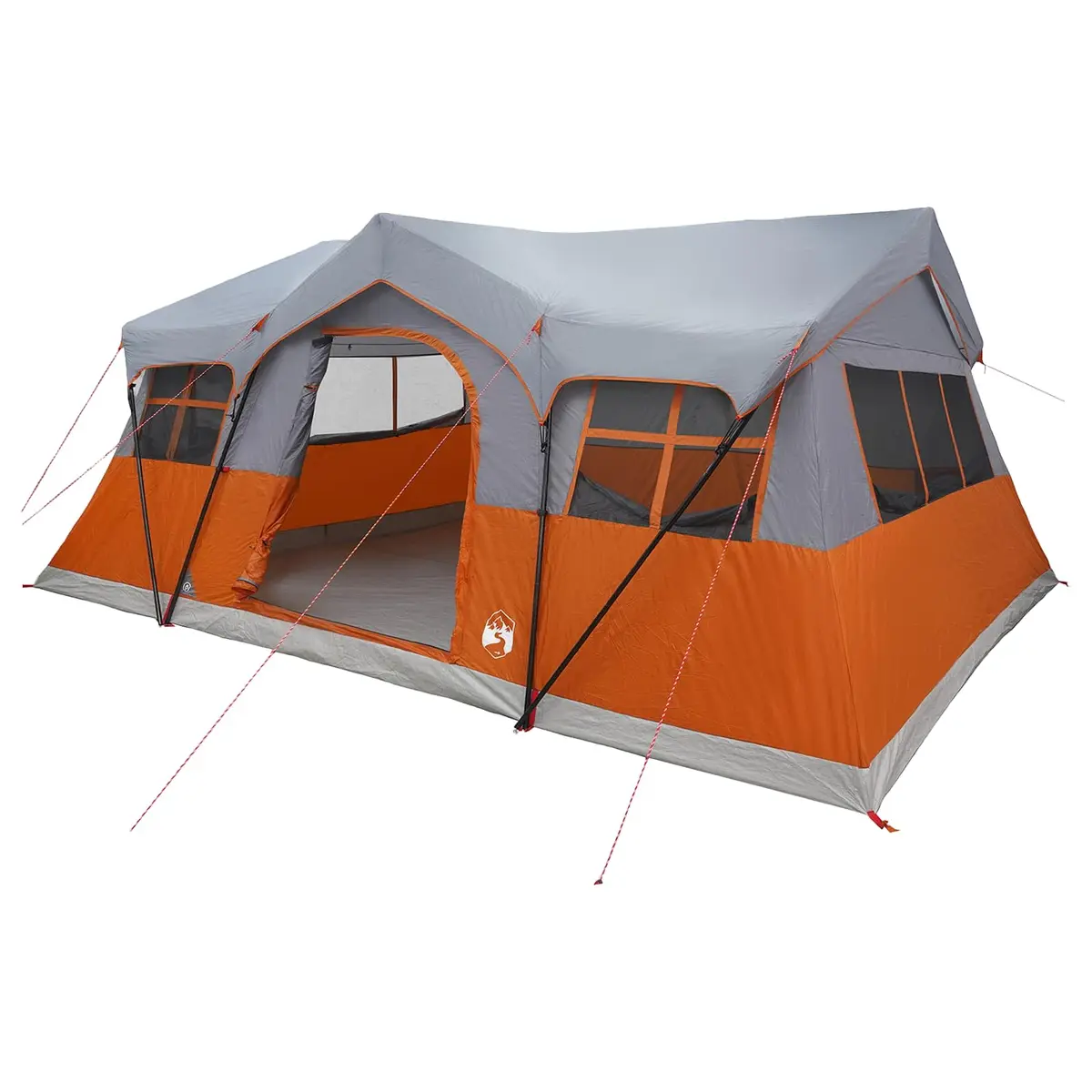 vidaXL Familietelt 487 x 340 x 216 cm Grå og Oransje Polyester og stål