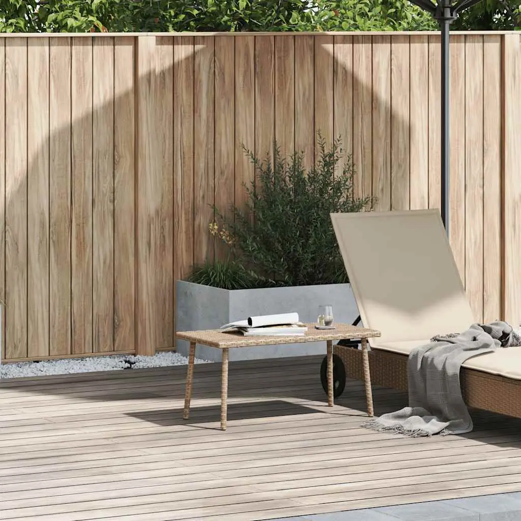 vidaXL Hage salongbord rektangulær beige 80x40x37 cm polyrotting