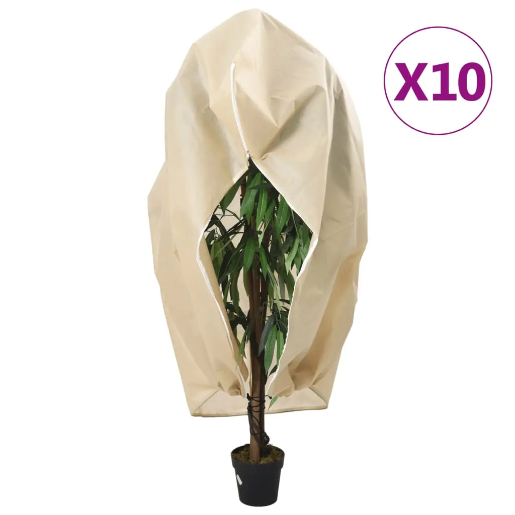 vidaXL Plantefleecetrekk med glidelås 10 stk 70 g/m² 1x1,55 m
