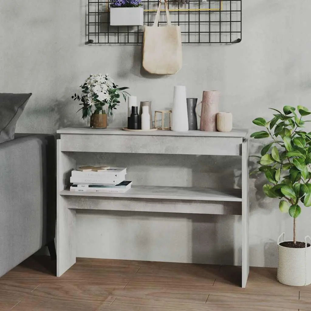 vidaXL Konsollbord betonggrå 102x30x80 cm konstruert tre